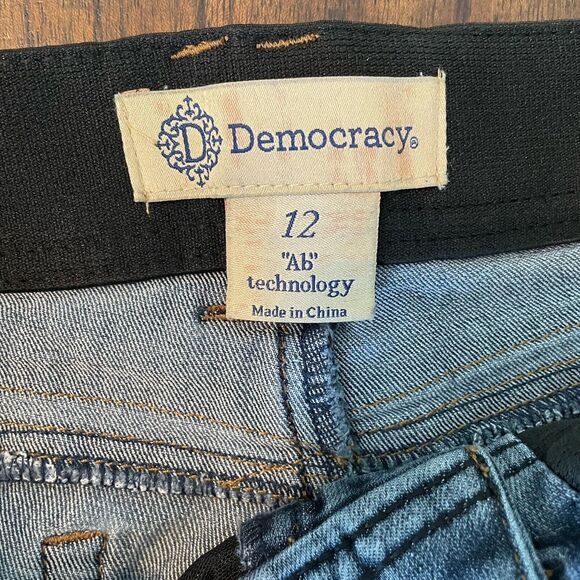 Democracy Ab Technology Jeans Womens 12 Blue Straight Leg Distressed Mid Rise - Picture 4 of 12